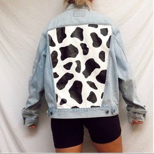 Cow Print Denim Jacket